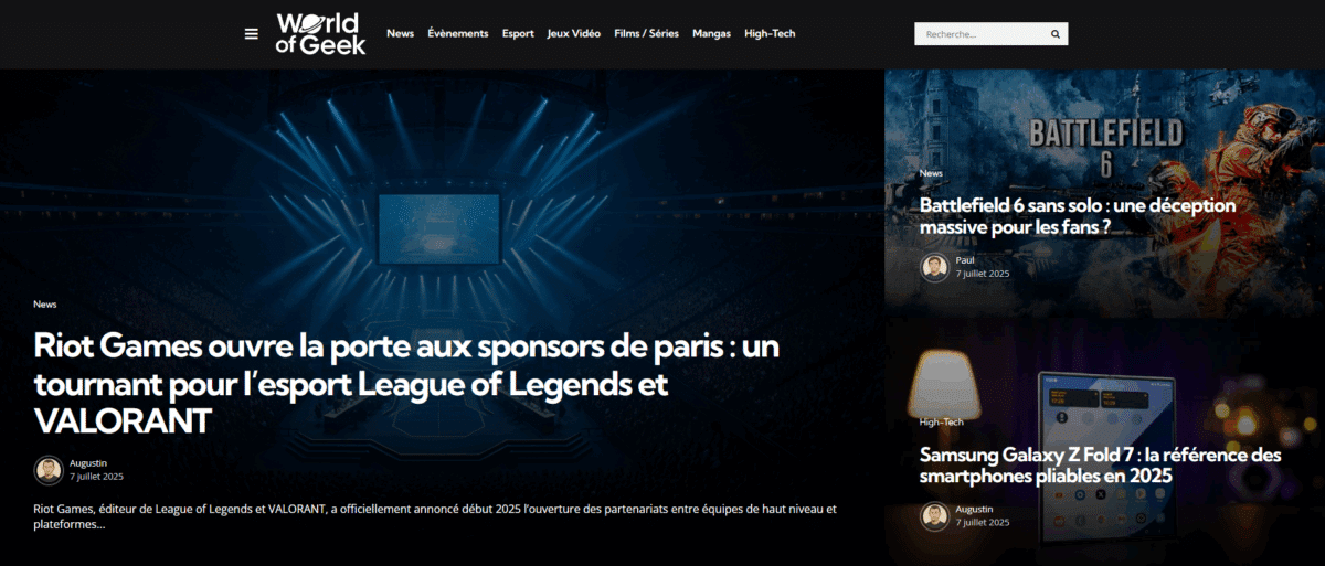 World of Geek 2025 - Mockup Homepage