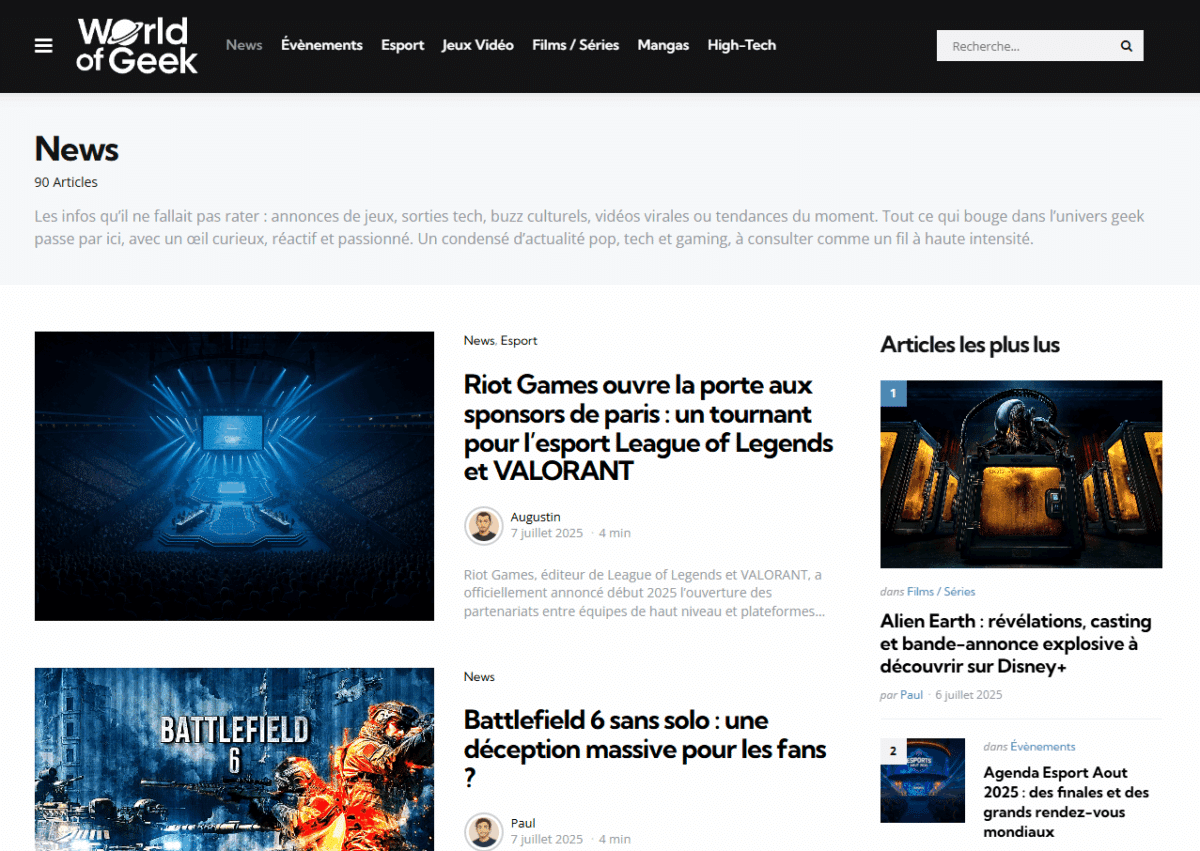 World of Geek 2025 - Mockup Catégorie